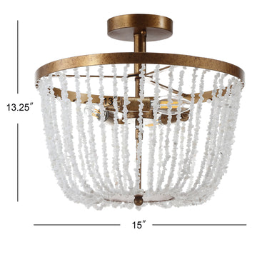 Georgian 15" Stone/Metal LED Flush Mount - JONATHAN Y